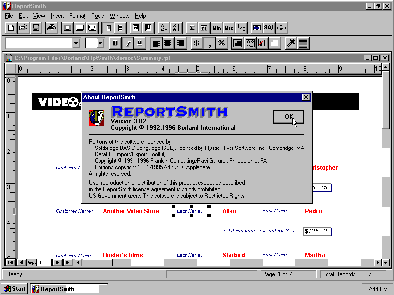 Delphi 2.0 - ReportSmith 3.0